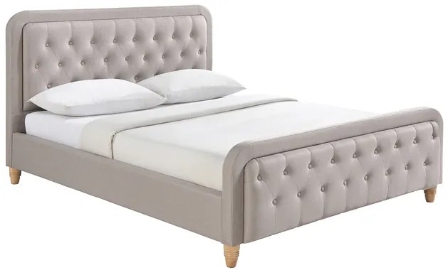 Letto capitonato tessuto beige 160 x 200cm KRISTEN