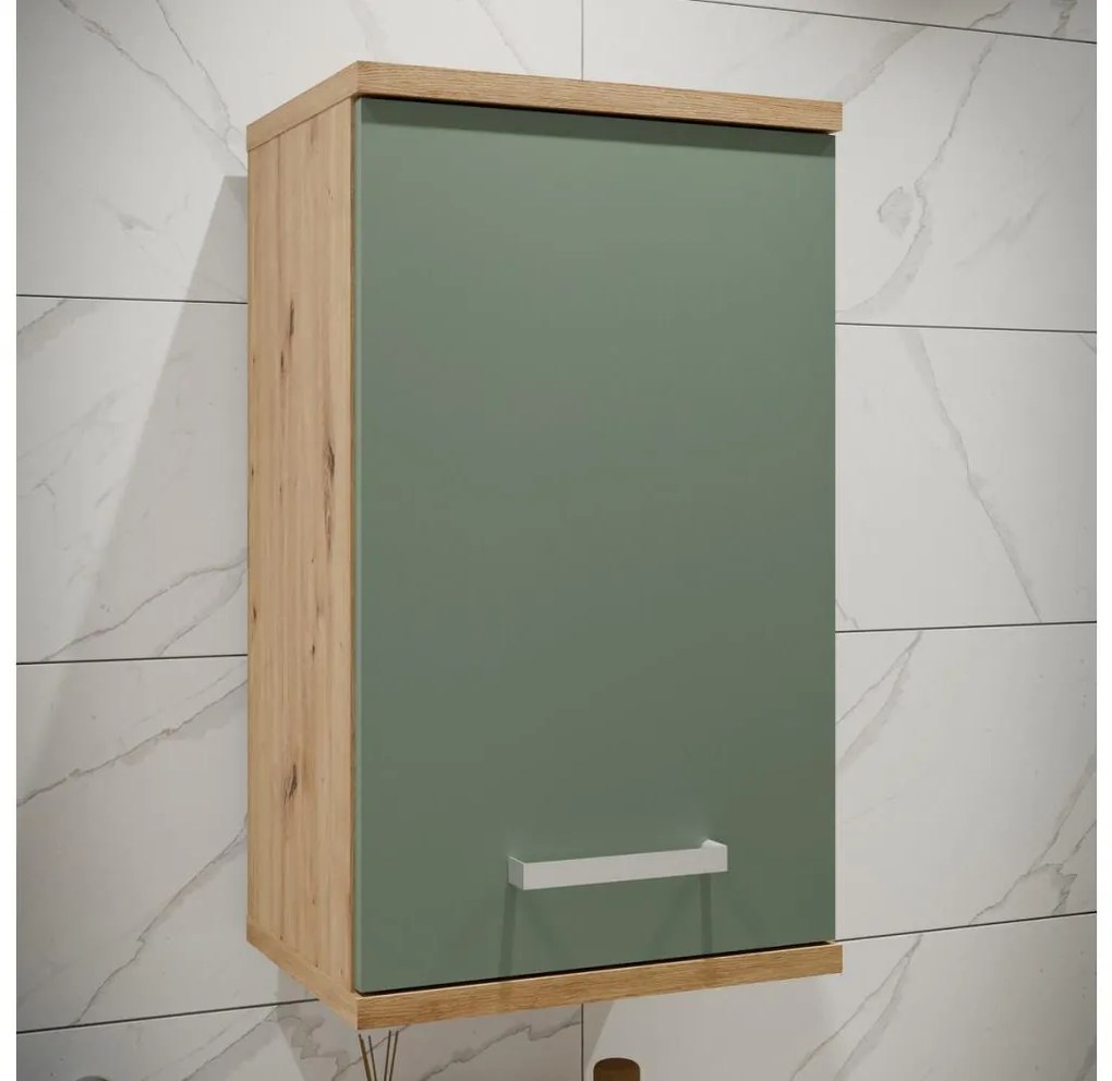 Mobile bagno sospeso VENOM verde/rovere artisan