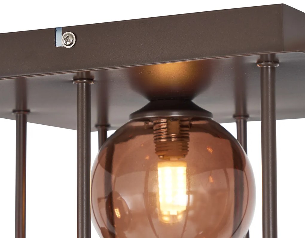 Plafoniera di design bronzo con vetro bronzo 9 luci - Athens