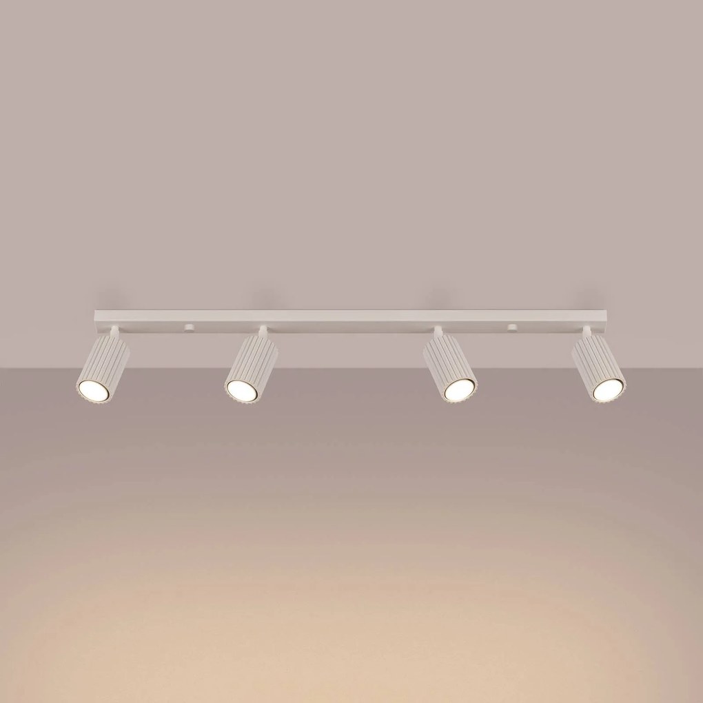 SOLLUX LIGHTING Faretto da soffitto in carbonio, beige, lunghezza 81 cm, alluminio, a 4 luci.