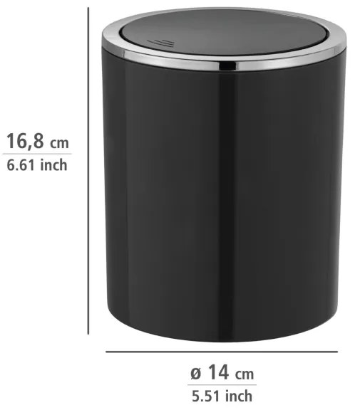 WENKO 23934100 - Cestino INCA 14x16,8 cm nero/cromo lucido