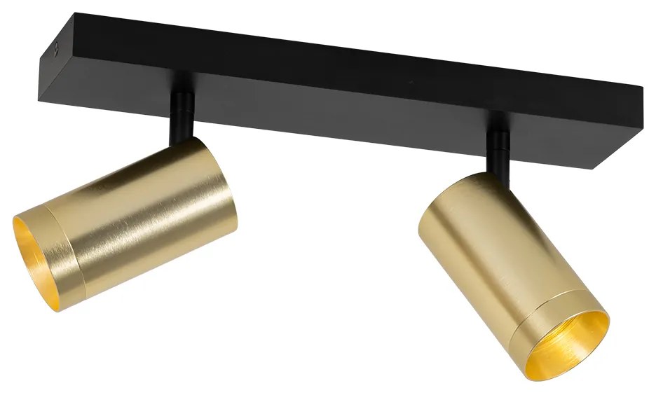 Faretto da soffitto nero con oro regolabile 2 luci - Jeana Luxe
