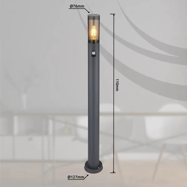 Globo 3159SAS - Lampada da esterno con sensore BOSTON 1xE27/15W/230V IP44 110 cm nero