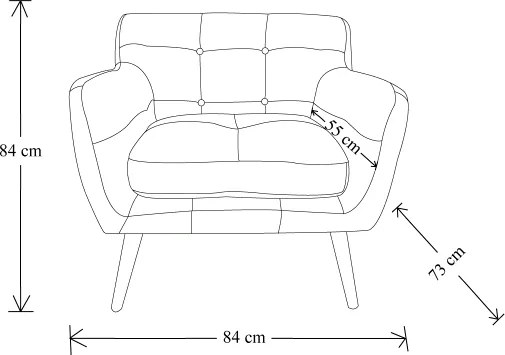 Poltrona in tessuto patchwork 84 cm con gambe in legno massello seduta imbottita