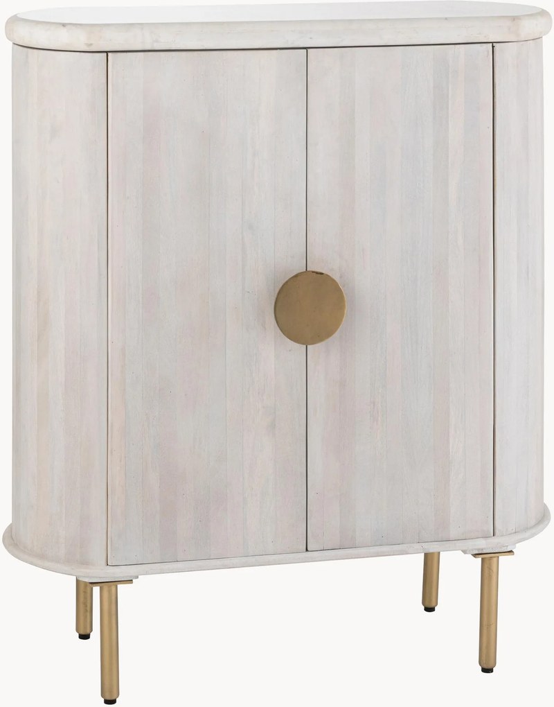 Credenza alta in legno di mango con piano in marmo Teodor