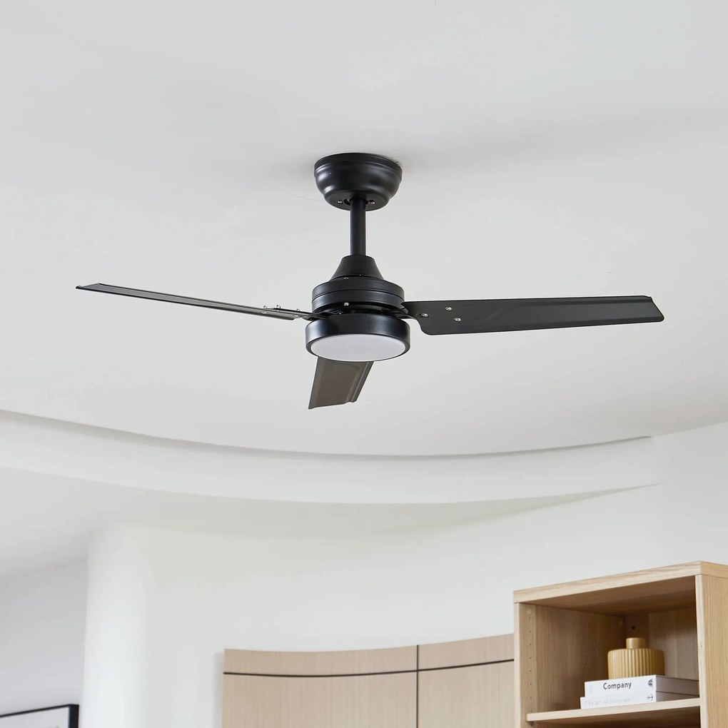 Ventilatore da soffitto Lindby LED Aerallo, nero, CCT, silenzioso Aerallo, Nero, Soggiorno / Sala da pranzo, Metallo, Moderno