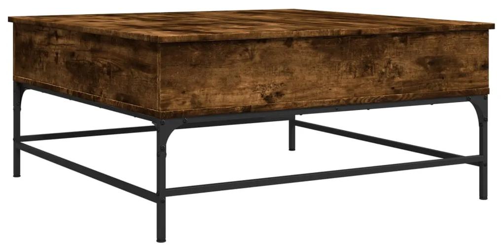 Tavolino rovere fumo 95x95x45 cm in legno multistrato e metallo
