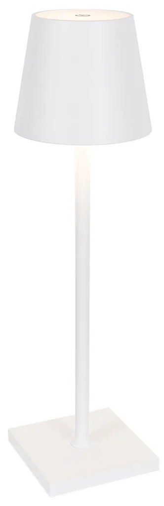 Lampada da tavolo da esterno bianca con LED con dimmer touch ricaricabile - Jackson