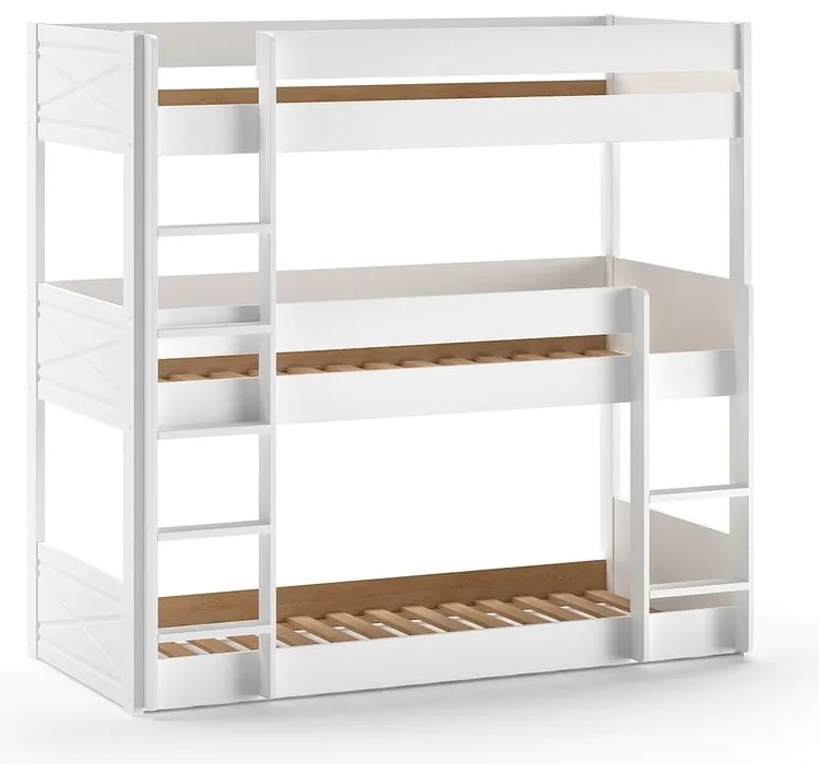 Letto a castello bianco in legno di pino 90x200 cm Scott - Vipack