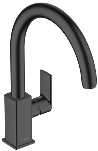 Rubinetto da cucina fisso a collo di cigno Vernis Shape nero verniciato opaco HANSGROHE