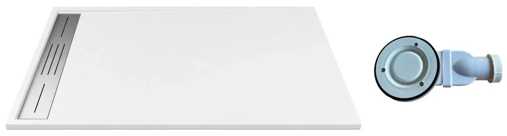 Piatto per doccia da posare o da incasso con sifone 140 x 90 cm in Resina Bianco - LYROSA