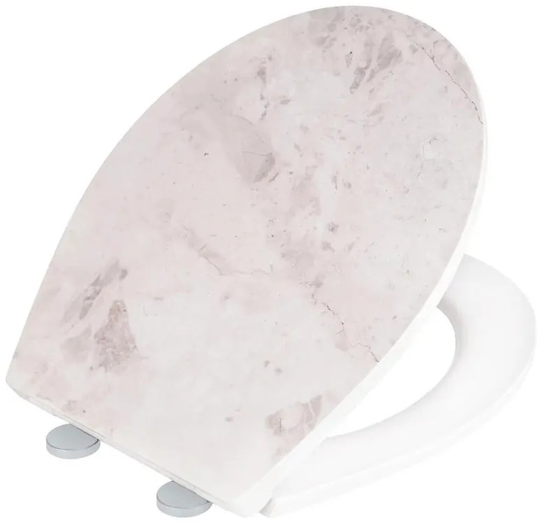Copriwater Sedile WC Premium Marble bianco  ovale dedicato per serie sanitari WENKO con chiusura rallentata sganciabile in duroplast bianco/marmo