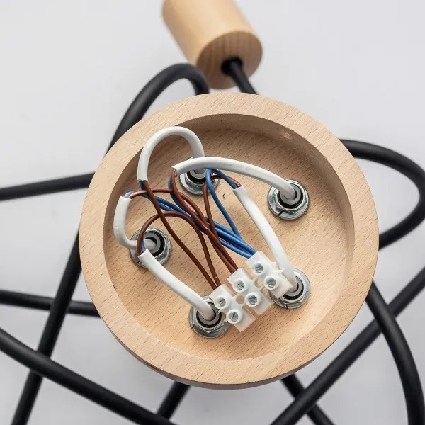 Lampadario a plafone OXFORD 5xE27/15W/230V, finitura pino/nero