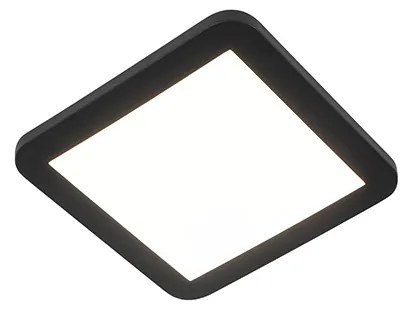 Plafoniera quadrata nera 22,5 cm incl. LED dimmerabile a 3 livelli IP44 - Steve