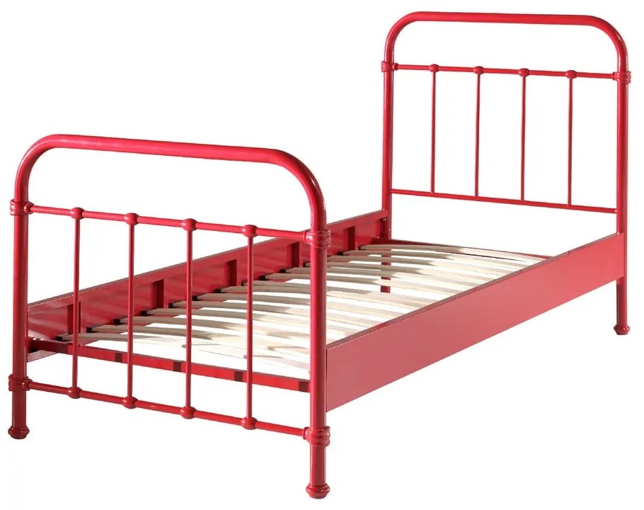 Letto per bambini in metallo rosso, 90 x 200 cm New York - Vipack