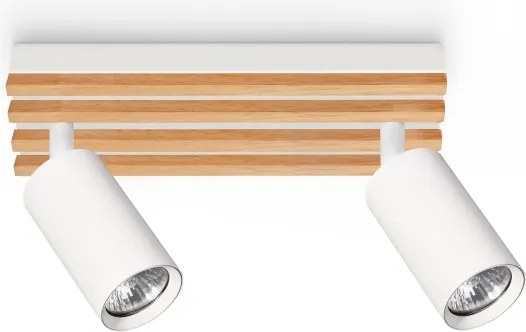 Brilagi - Faretto SELE WOOD 2xGU10/30W/230V bianco/legno