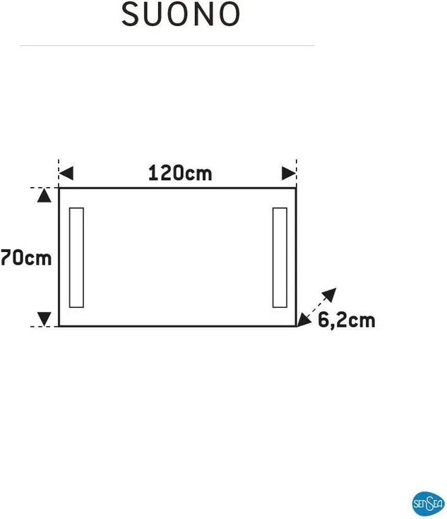 Specchio con illuminazione integrata bagno rettangolare SENSEA H 70 x P 6.2 cm grigio / argento