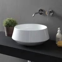 Lavabo da appoggio in ceramica bianco opaco tondo 42 cm Aris