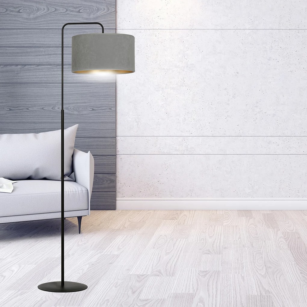 Piantana Contemporaneo Ganesha Acciaio Nero Grigio 1 Luce E27 Ip20