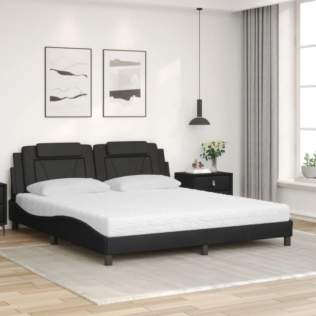 Letto con materasso nero 180x200 cm in similpelle