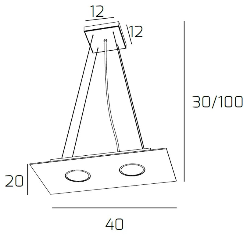 Sospensione Moderna Rettangolare Path Vetro Bianco 2 Luci Gx53