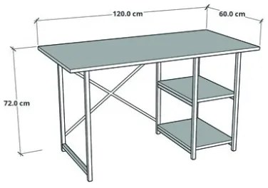 Scrivania Stile Industrial 120x60x72 Con Ripiani Laterali Adam Bianca