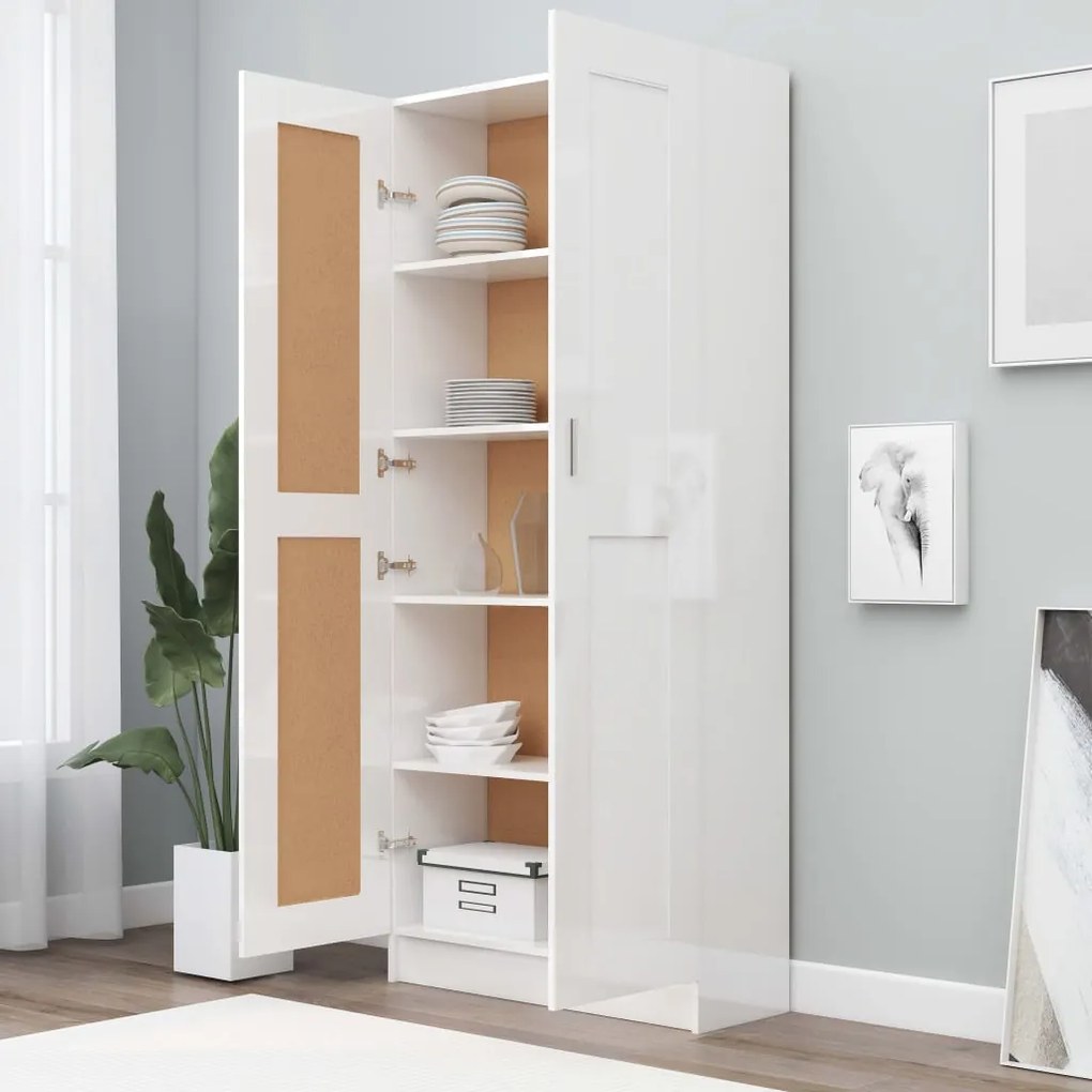 Libreria bianco lucido 82,5x30,5x185,5 cm in truciolato