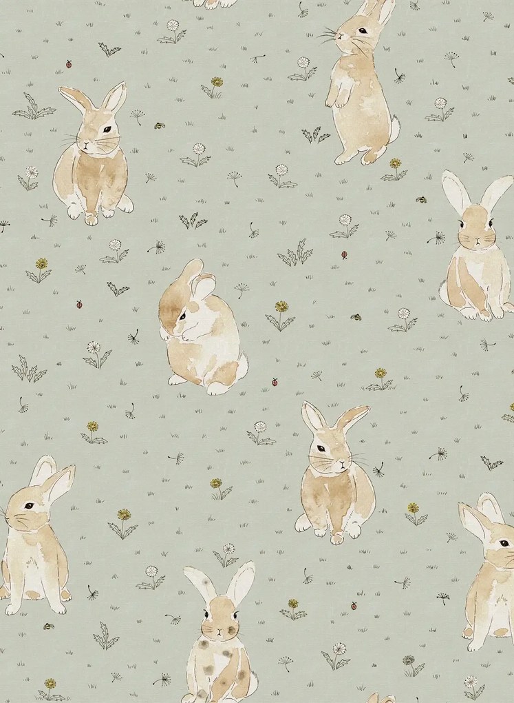 Rebel Walls Carta da parati Bunny Field - Mint