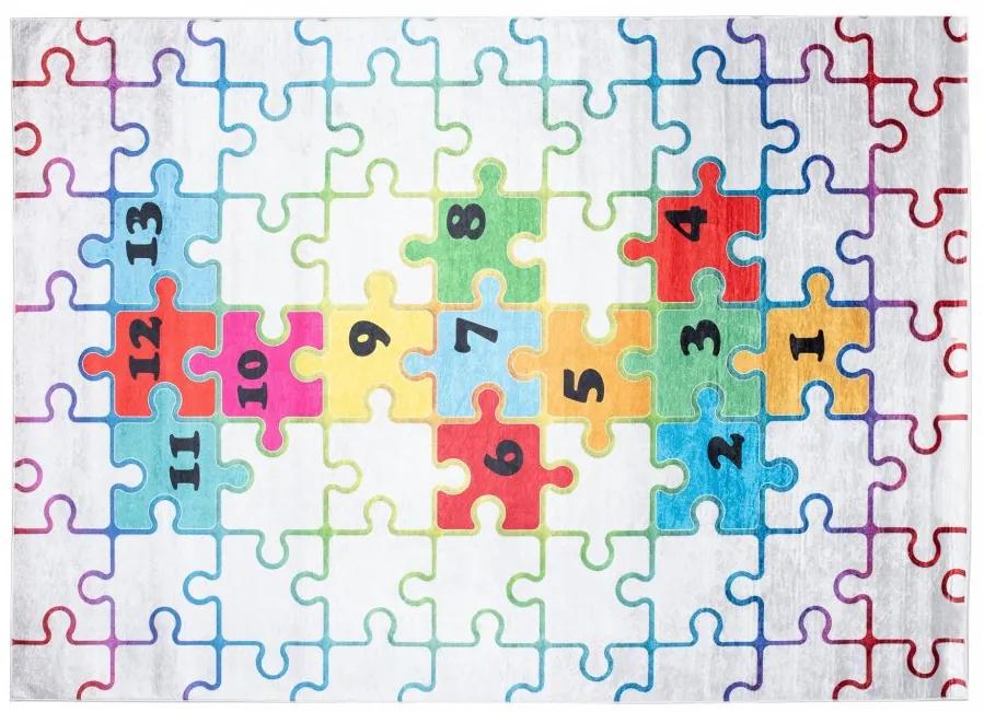 Tappeto per bambini con motivo a puzzle colorato  Larghezza: 80 cm | Lunghezza: 150 cm