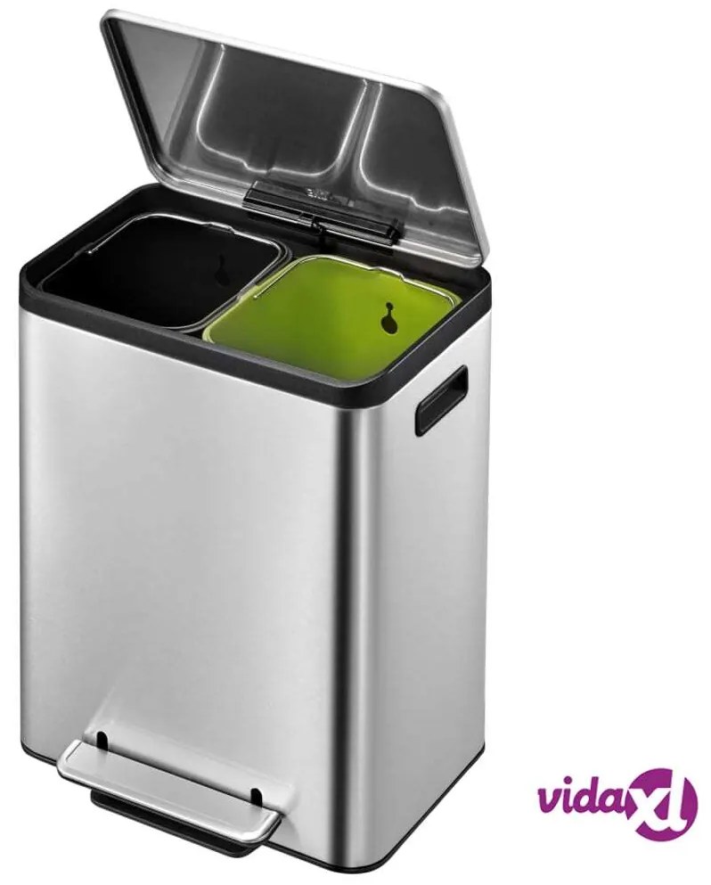 EKO Pattumiera a Pedale EcoCasa 2x15 L Argento Opaco