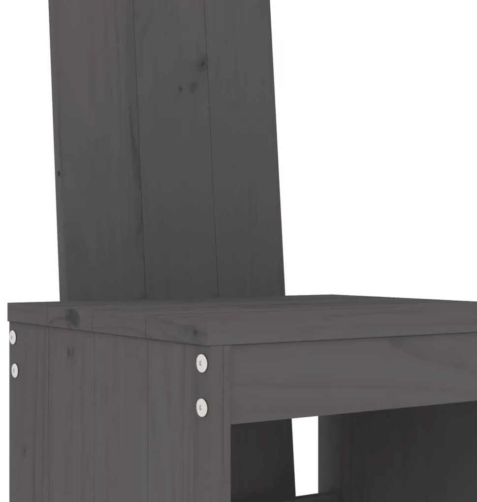 Set bar da giardino 7 pz grigio in legno massello di pino