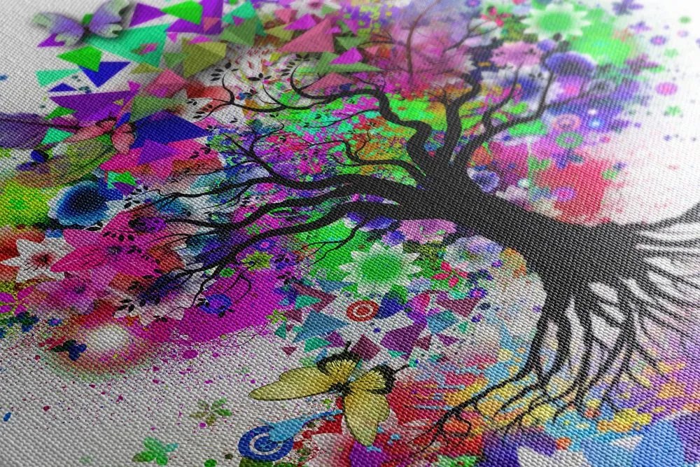 Quadro su tela – Albero fiorito pieno di colori