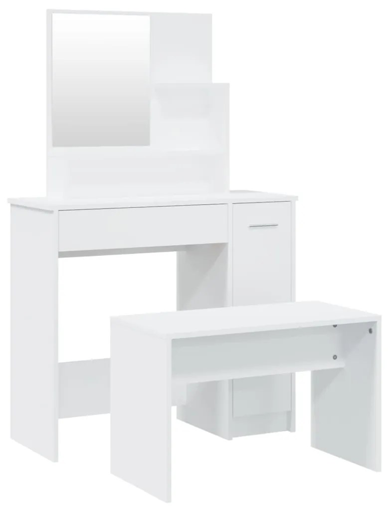 Set tavolo da toeletta bianco 86,5x35x136 cm