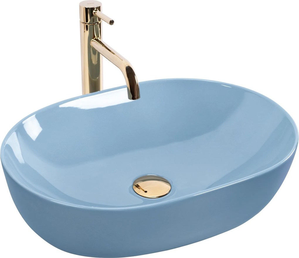 Lavabo da appoggio Rea LISA L.BLUE SHINY