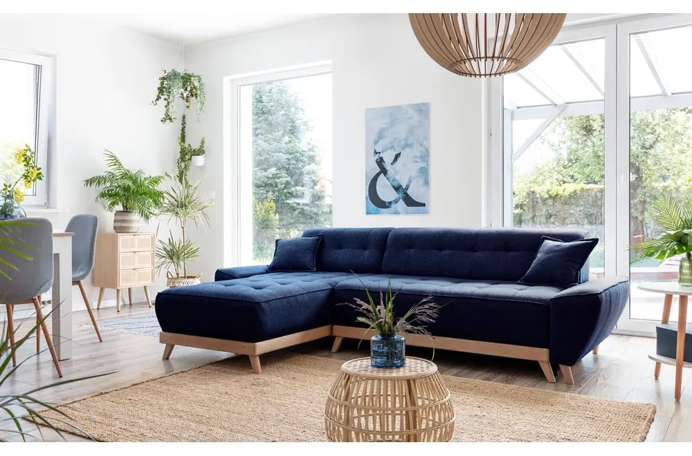 Divano letto blu navy divano angolare variabile Dazzling Daisy - Miuform