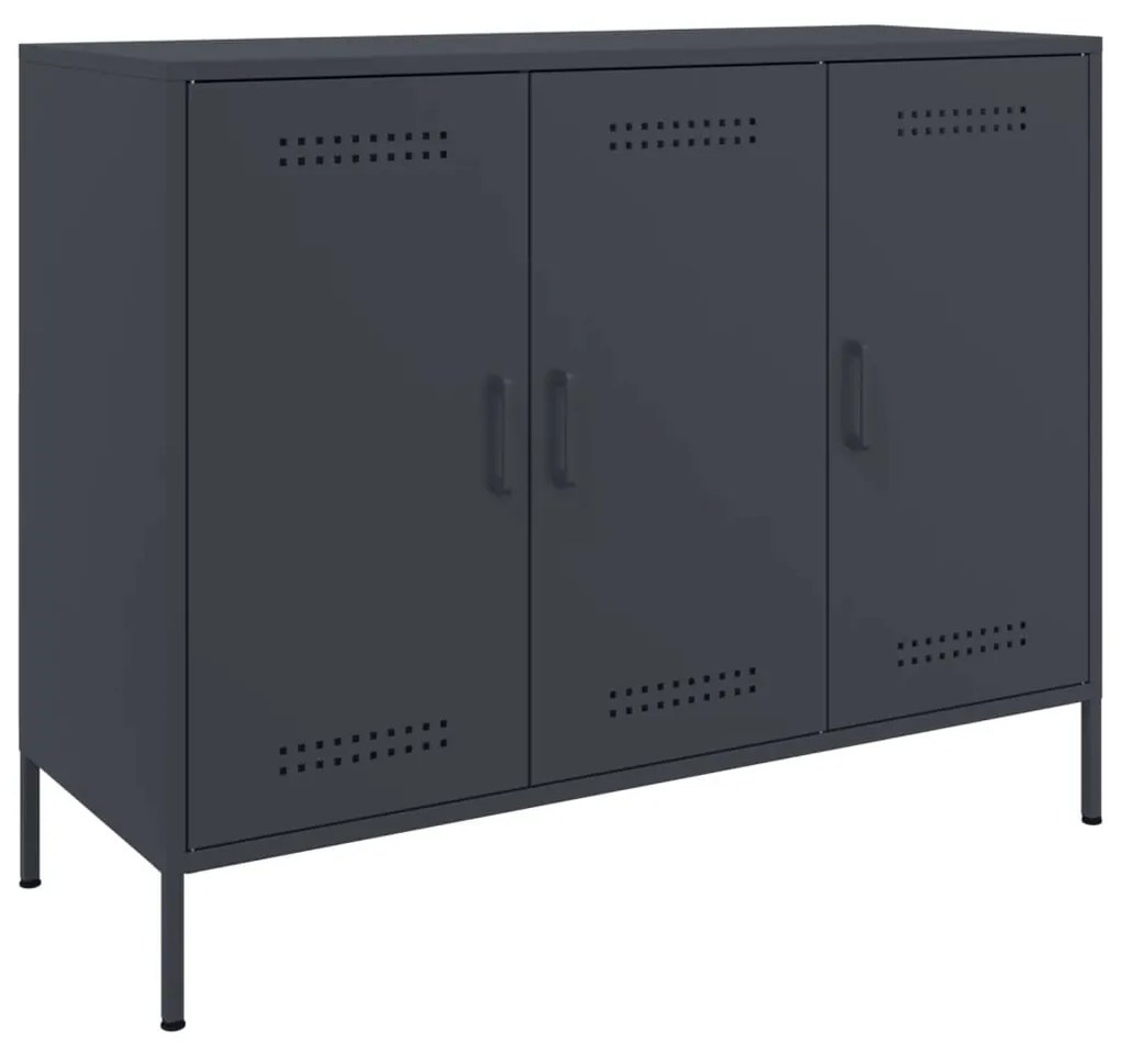 Credenza antracite 100,5x39x79 cm in acciaio laminato a freddo