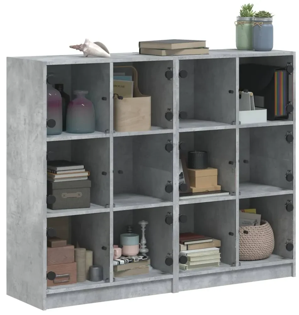 Libreria ante grigio cemento 136x37x109 cm in legno multistrato