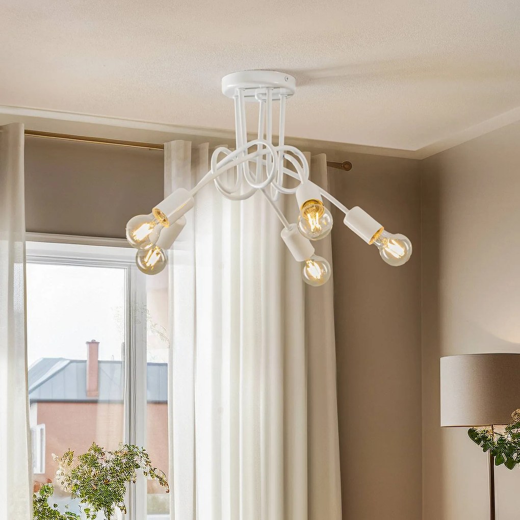 Lamkur Plafoniere Joiy, incrociate, a 5 luci, bianco