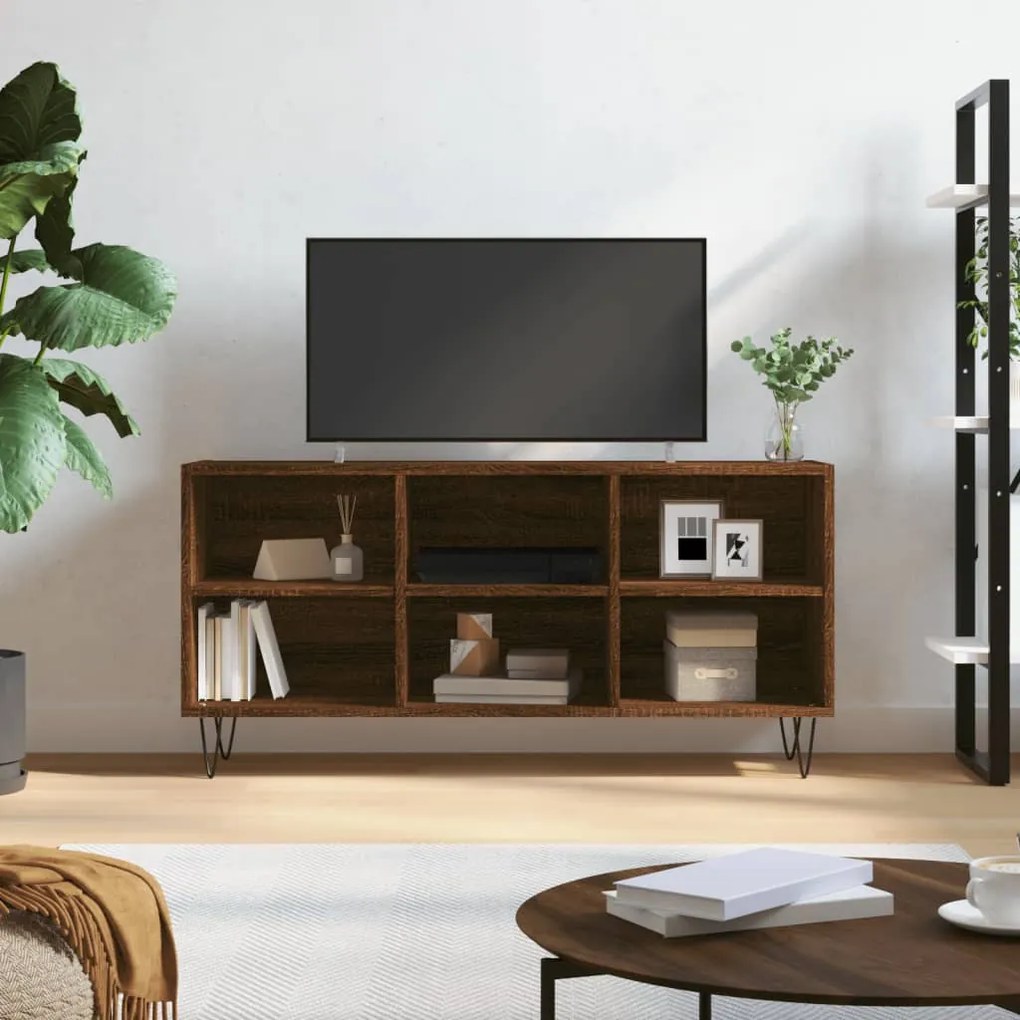 Mobile porta tv rovere marrone 103,5x30x50 cm legno multistrato