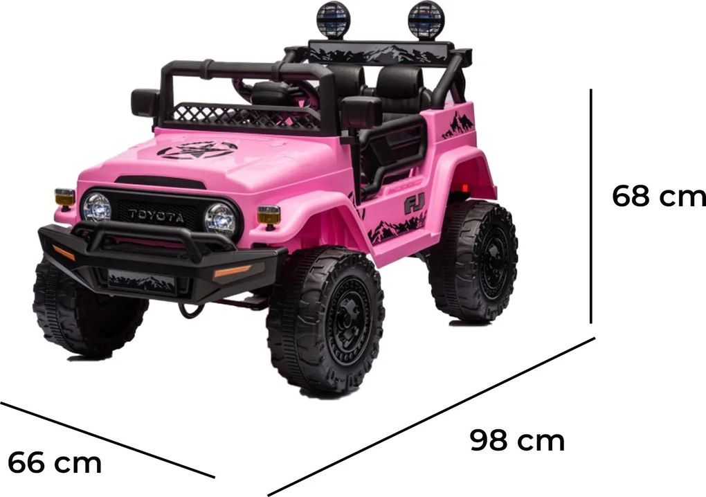 Macchina Elettrica per Bambini Fuoristrada Toyota Fj Cruiser 12V Telecomando Ruote in Gomma e Sedile in Pelle Rosa...