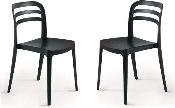 Sedia da giardino in polipropilene impilabile - DJANGO NERO 2 pezzi