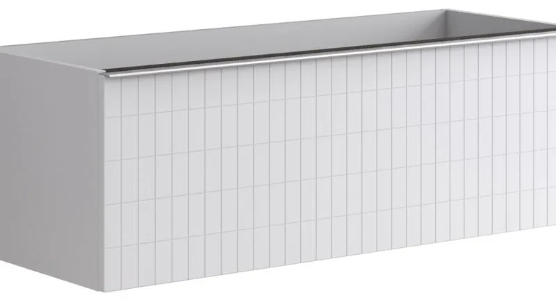 Mobile da bagno sotto lavabo Pixel grid bianco e maniglia alluminio brillante laccato opaco L 120 x H 40 x P 45.5 cm 1 cassetto, lavabo non incluso