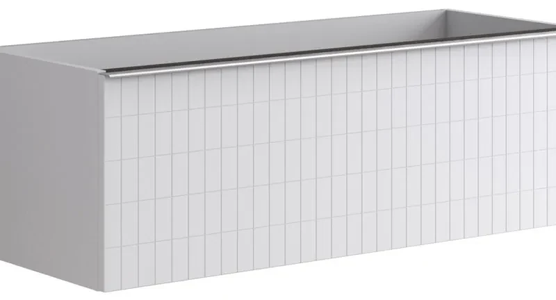 Mobile da bagno sotto lavabo Pixel grid frontale bianco e maniglia alluminio brillante laccato opaco L 120 x H 40 x P 45.5 cm 1 cassetto, lavabo non incluso