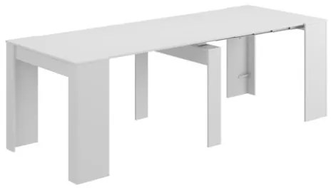 Tavolo consolle allungabile da pranzo in legno bianco per cucina design moderno