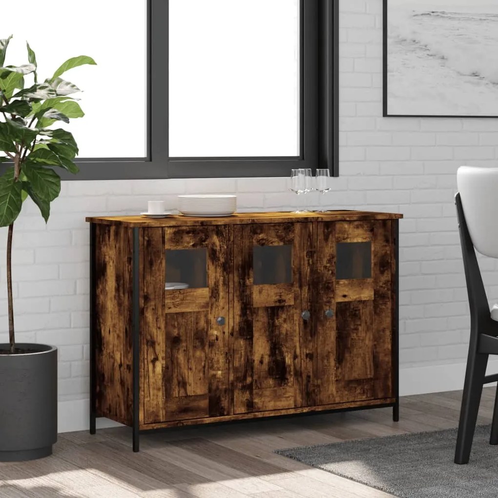 Credenza rovere fumo 100x35x70 cm in legno multistrato