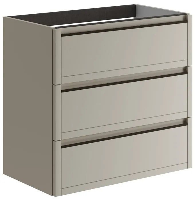 Mobile da bagno sospeso sotto lavabo L 79.5 x H 78 x P 45.5 cm beige opaco, 3 cassetti Tratto