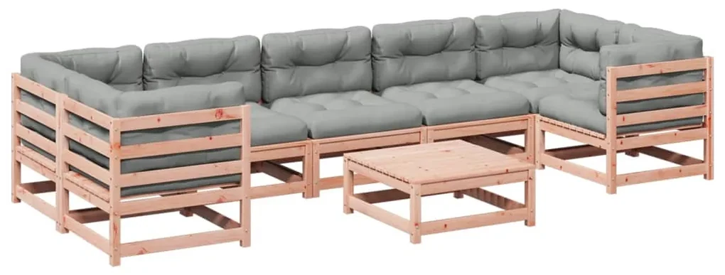 Set divani da giardino 8 pz con cuscini massello abete douglas