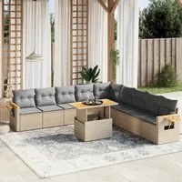 Set Divani da Giardino 11 pz con Cuscini Beige in Polyrattan 3273705