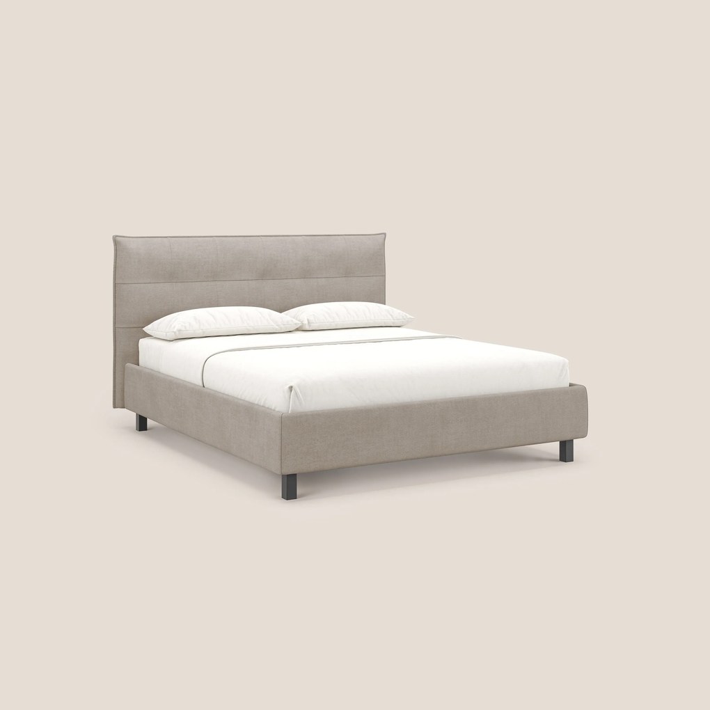 Liam letto contenitore con testata trapuntata in tessuto smacchiabile T17 beige