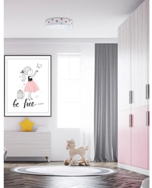 Luce LED dimmerabile GALAXY KIDS LED/24W/230V stelle bianche/rosa/grigio + tc